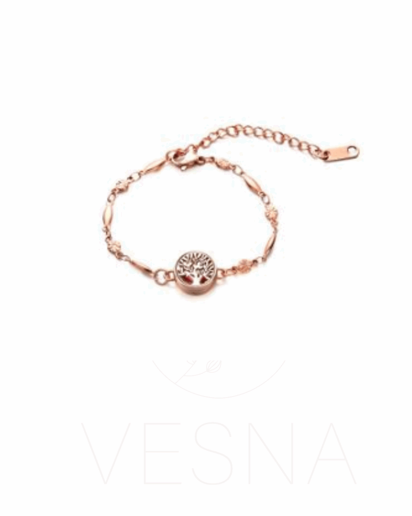 Bransoletka do aromaterapii - rose gold Tree of Life