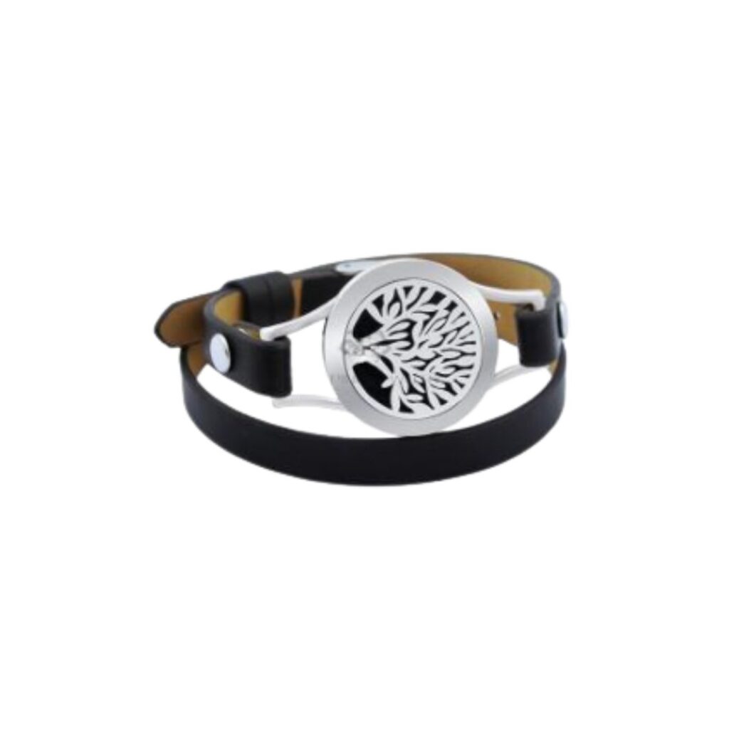 Bransoleta do aromaterapii - Drzewo Życia ekoskóra i stal